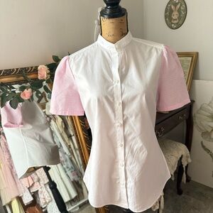 Pink Seersucker Cottagecore Blouse